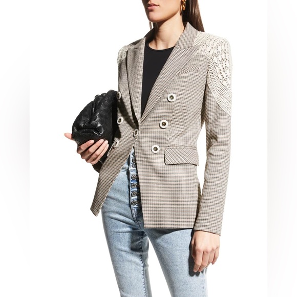 Veronica Beard Faithon Dickey Blazer Jacket Camel Multi - Picture 2 of 15